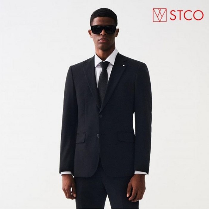 에스티코 STCO 4WAY 스트레치 에센셜 수트세트 블랙  슬림핏  SSJUZ01SET