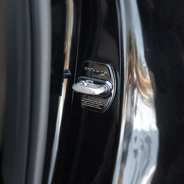 비브랜드와이앤유 실내 크롬 도어스트라이커 도어락 커버 오염 부식방지 악세사리 몰딩용품 아반떼CN7 호환, 실버, 1개