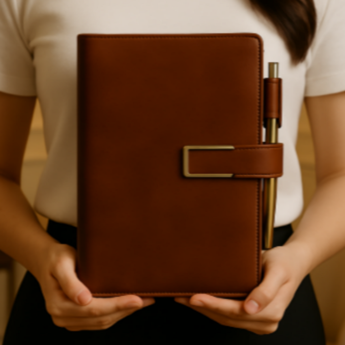 풀팩토리 A5 심플 버클 가죽 다이어리, 1개, 다크 브라운