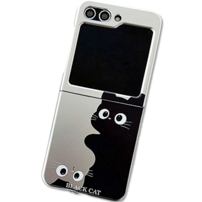 영스피플 블랙 고양이 Z플립 호환 케이스 6 5 4 3 하드 귀여운 동물 매트 감성 디자인