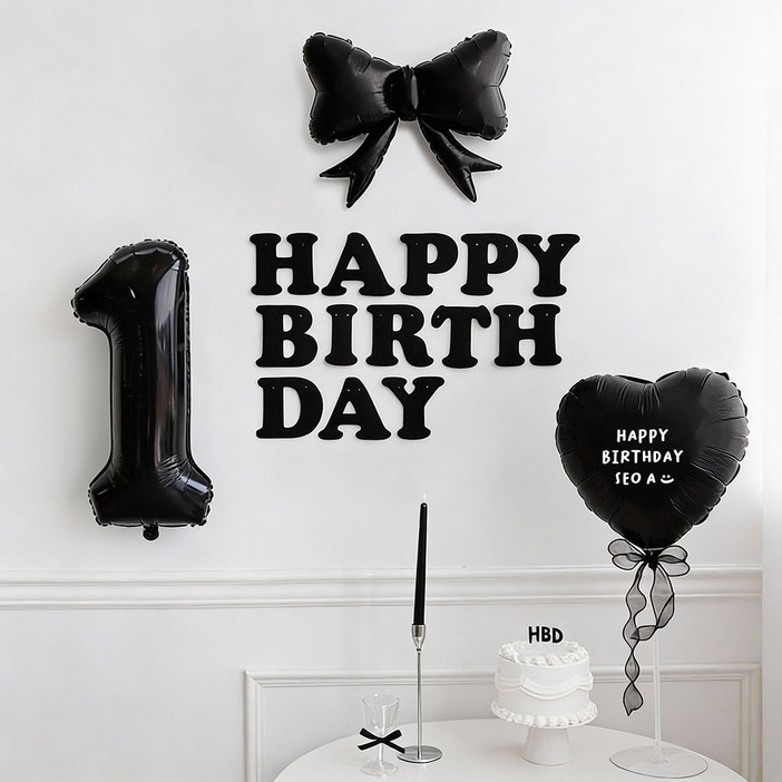 파티몬 생일 풍선 가랜드 리본 파티 용품 숫자 이니셜 세트 소품 이벤트