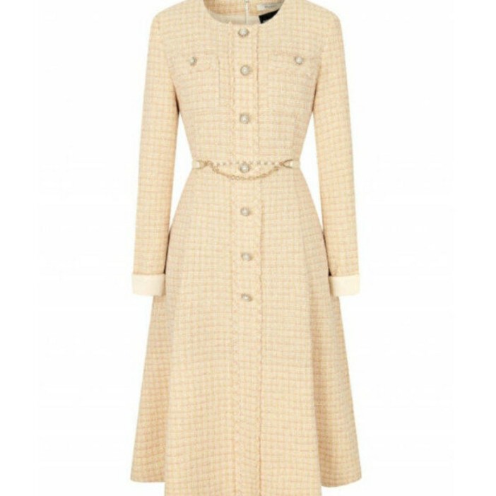 JJ JIGOTT JJJ지고트 롤업 프린지 펄 트위드 원피스 GN3A0OP16