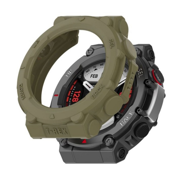 COCOGOGO 어메이즈핏 티렉스2 풀커버 케이스 9H강화유리, 그린+강화유리