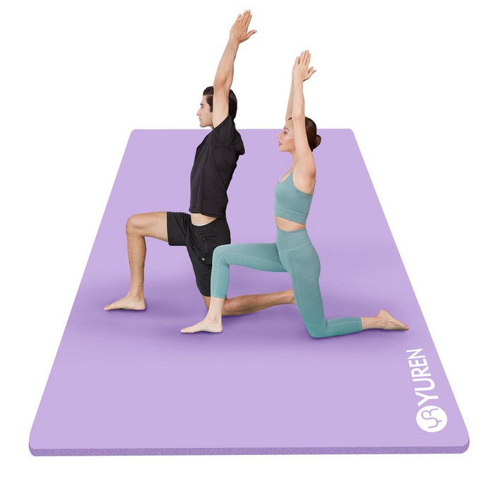 유렌 대형 요가매트 200x130cm 2인용 15mm 운동매트 NBR 광폭 홈트매트, 퍼플, 1개