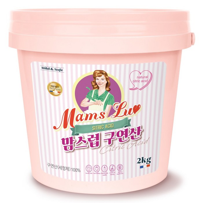 맘스럽 구연산 버킷 2kg 100 무수구연산 세정제 찌든때 청소 다목적용 가루세제