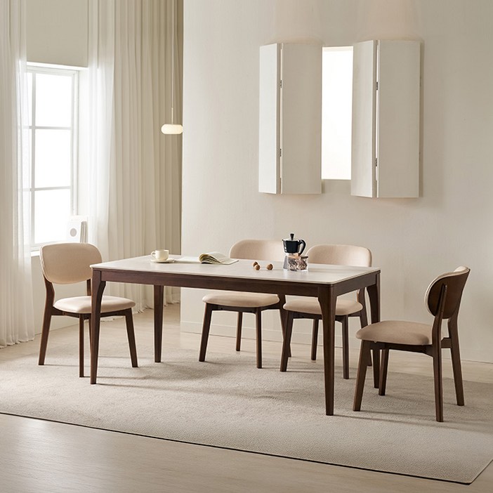 삼익가구 시에나 포세린 통세라믹 4인용 와이드 원목 식탁 1600 테이블