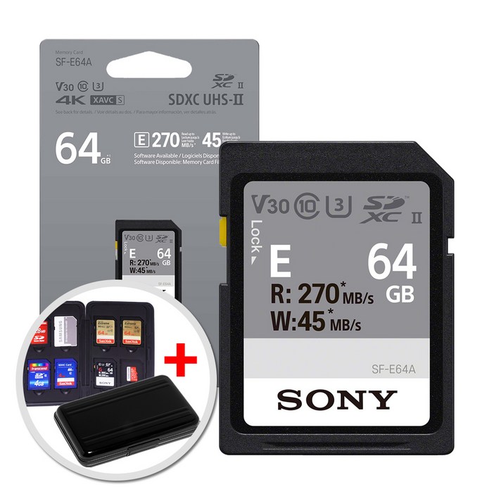소니코리아정품 SDXC UHS-II V60 & V30 SD 메모리카드 SF-E128A E256 E64A (케이스증정)