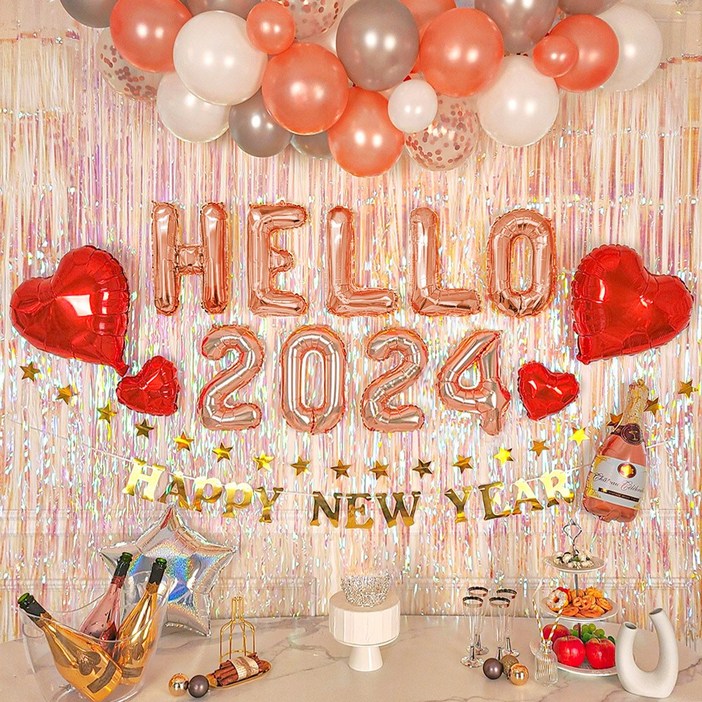 로나파티 HELLO 연말 홈 파티 16종 세트 풍선 용품, 4 HELLO 숫자 ALL 로즈 SET 로나파티 HELLO 연말 홈 파티 16종 세트 풍선 용품, 4 HELLO 숫자 ALL 로즈 SET