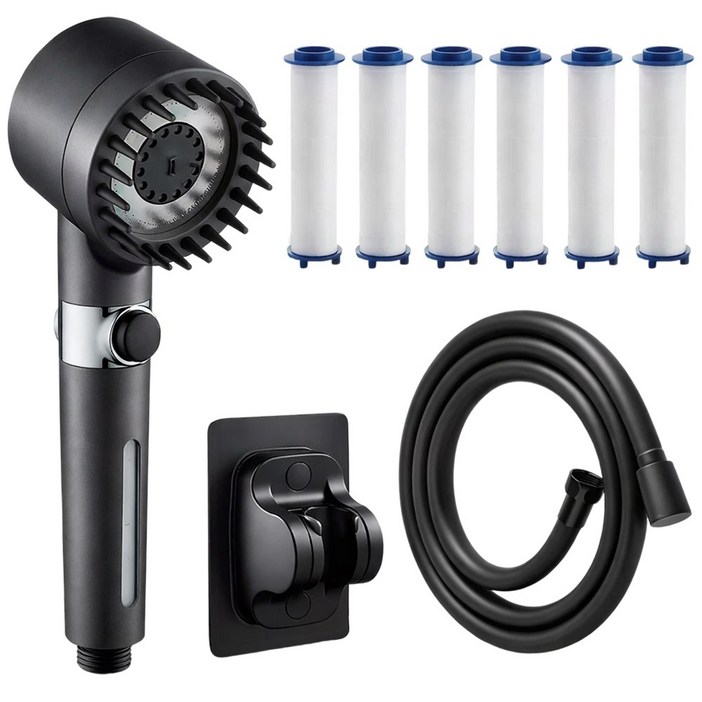 루메이크 강한 분사 샤워기헤드 + 샤워호스 1.5m + 필터 6p + 거치대