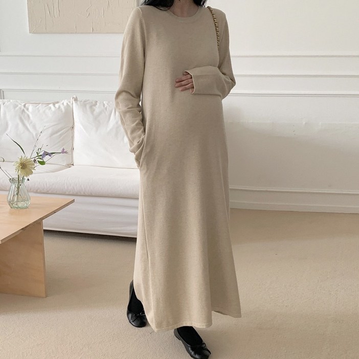당일출고 수엠W 임부 니트 롱원피스 겨울 임산부 데일리룩 외출룩 원피스 B065 퓨어니트ops