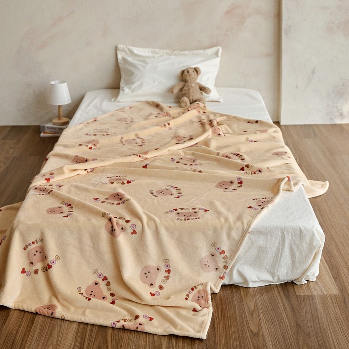 돗투돗 코지 밍크 극세사 아기 블랭킷 겨울 담요, 돗꼼(베이지)