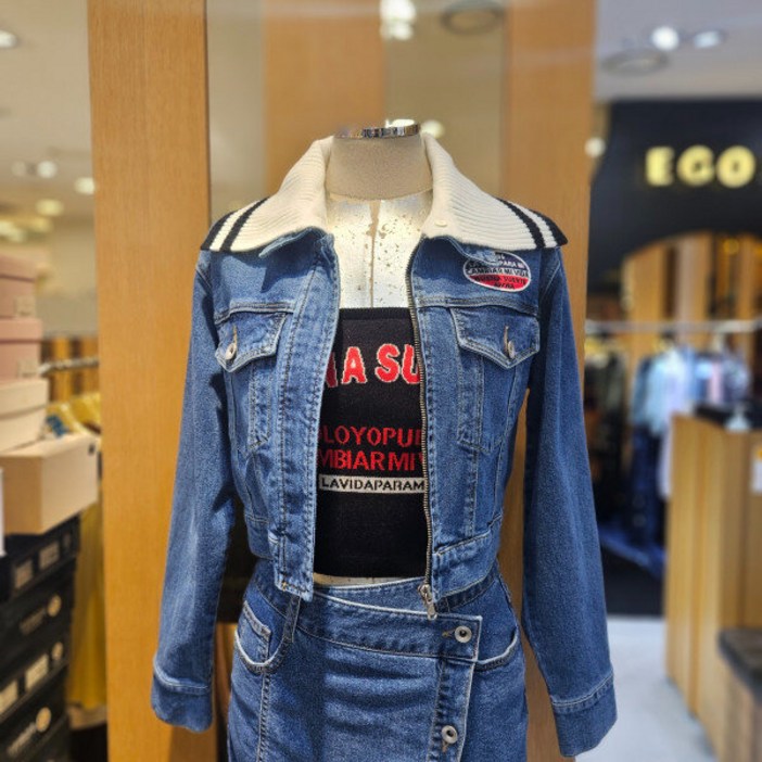 에고이스트 니트카라자수포인트슬림핏데님자켓/EQ3DZ360_BP