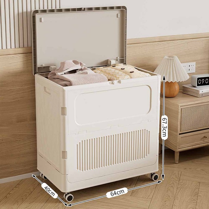 대용량 접이식 리빙박스 123L 정리함 멀티수납 간편이동바퀴, 화이트, 1개 대용량 접이식 리빙박스 123L 정리함 멀티수납 간편이동바퀴, 화이트, 1개