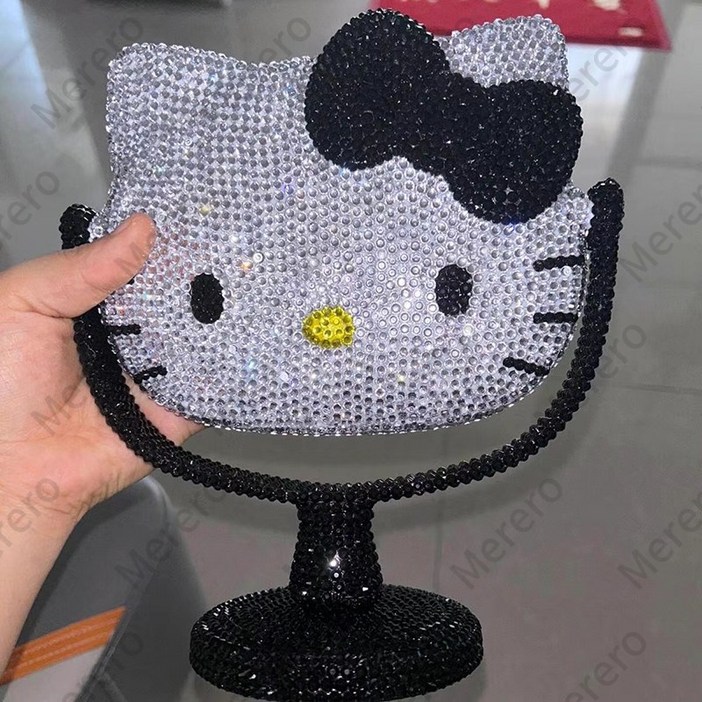 Merero 헬로 키티 탁상 회전 거울 귀여운 소품 큐빅 완제품 거울 화장거울 생일 선물ins