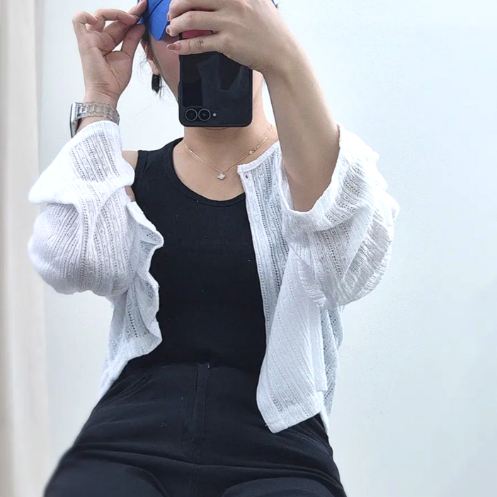 DREAMTECTION 국내제작 여성크롭가디건 크롭니트가디건 얇은가디건