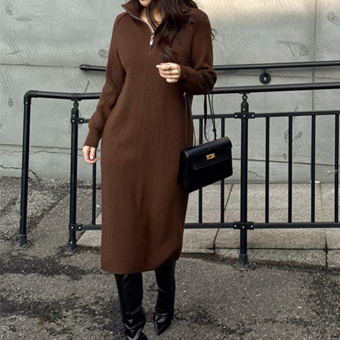 [난닝구]세브멜 반집업니트원피스