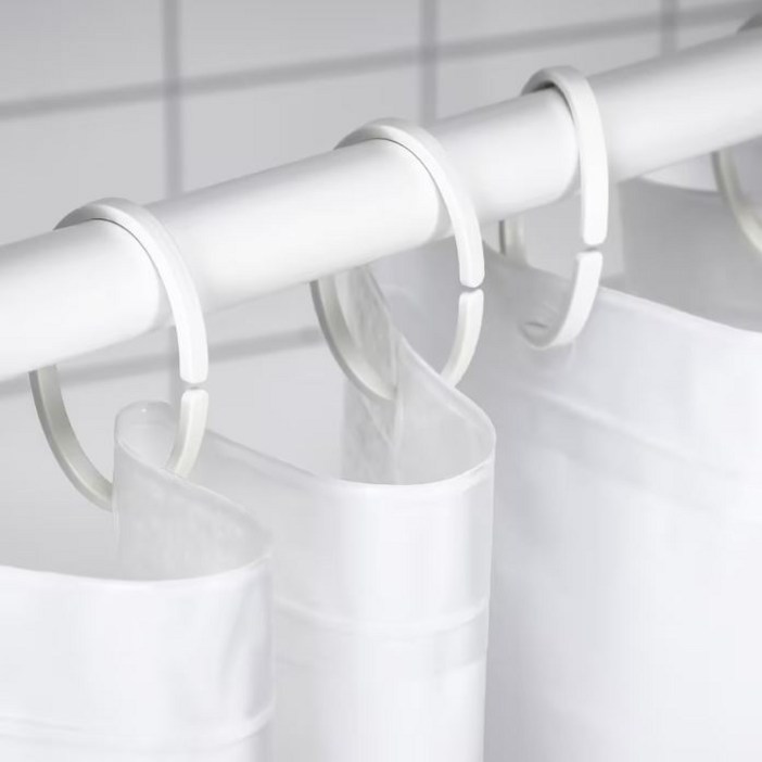 이케아 샤워커튼 풀세트 커튼봉+커튼링12 화이트