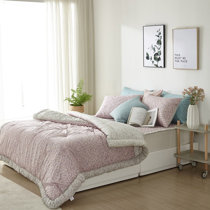 휴미인 국산 면 모달 차렵 세트 항균 솜 침구류 호텔 블루 핑크 이불브랜드 홈쇼핑 몽슈슈