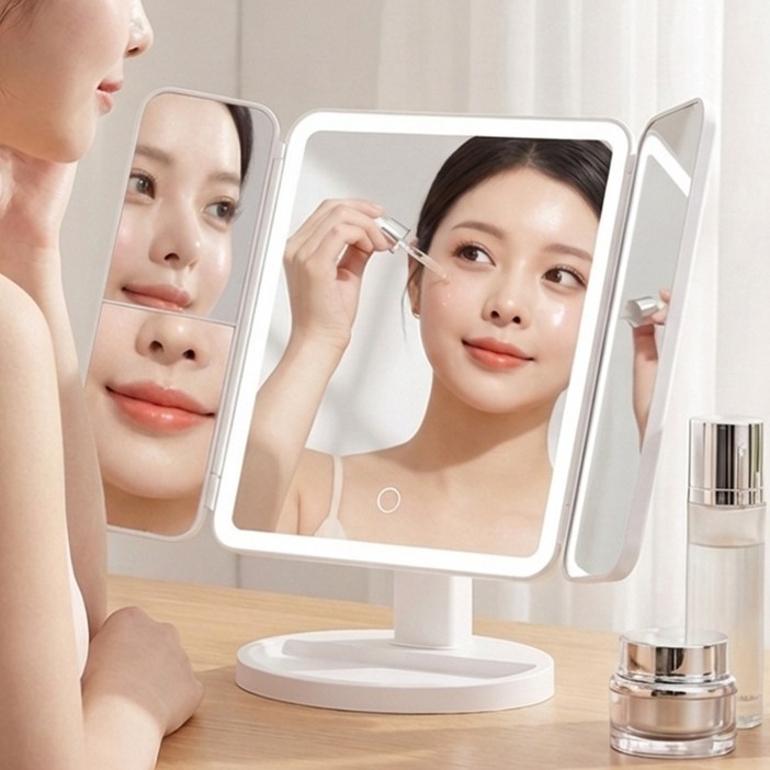 루메이크 led 화장대 탁상 거울 c타입 충전식