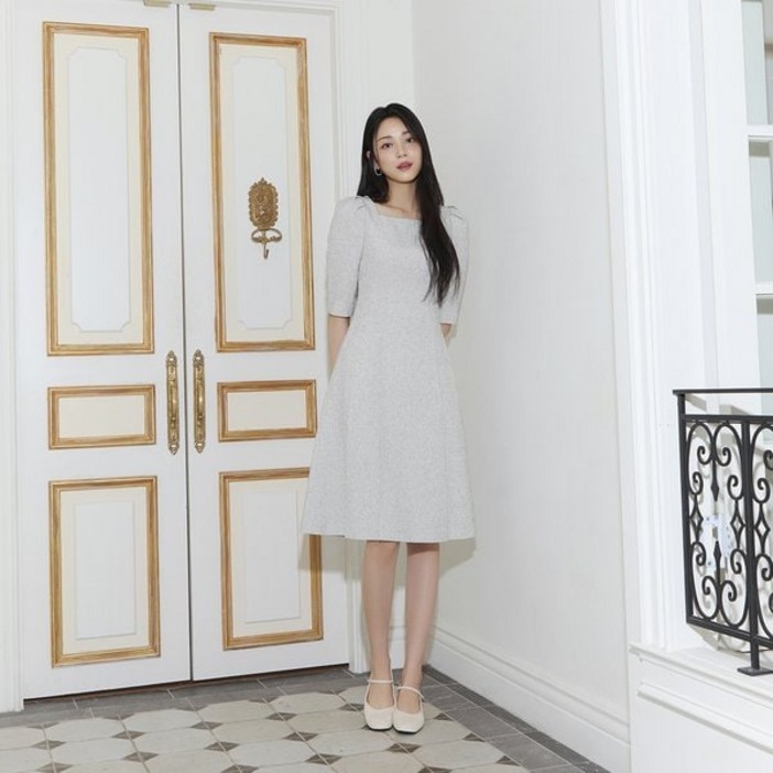 잇미샤 여성 미디 원피스 스퀘어넥 플레어 결혼식 하객룩
