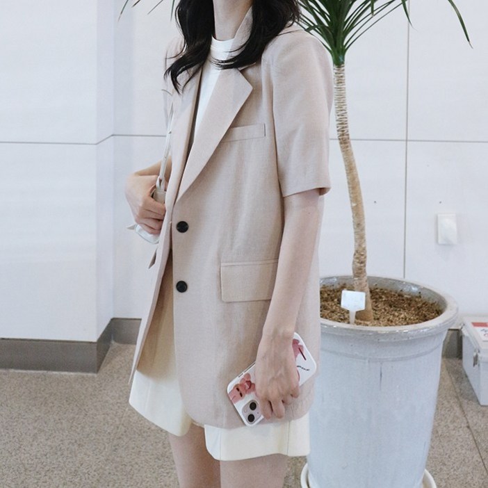 (국내 자체 제작)(당일 발송) 투버튼 반팔 자켓 (10color)