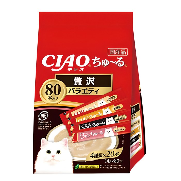 이나바 챠오츄르 버라이어티 짜먹는 간식 80p, 제이타크, 1.12kg, 1개