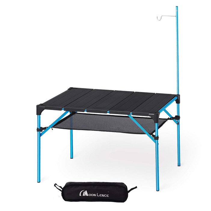 MOON LENCE 아웃도어 초경량 접이식 캠핑 테이블 알루미늄, 블루