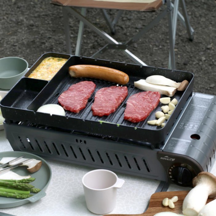 신제품코베아 구이바다 블랙에디션 L 캠핑 그릴 전골팬  프리미엄 다이아몬드 코팅  KGG1304CDC 캠핑 버너 캠핑그릴 부루스타 가스 버너