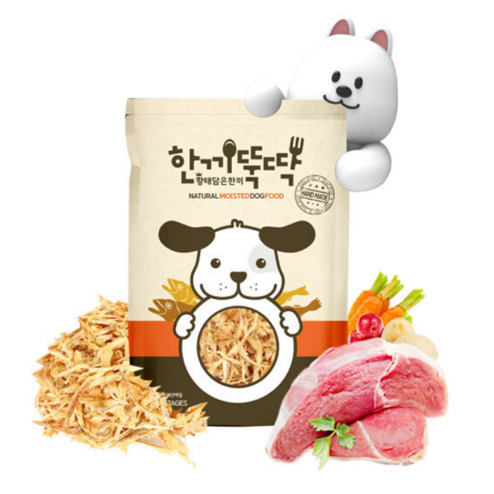 한끼뚝딱 국내산 강아지 습식 사료 황태와 소고기 3kg