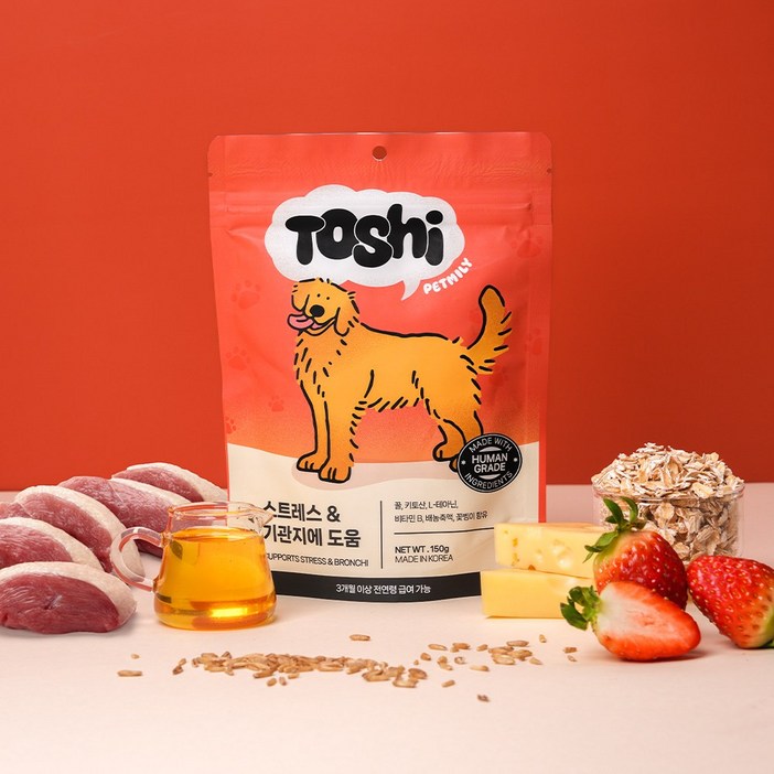 토쉬 펫밀리 강아지 영양제 트릿 스트레스&기관지케어 150g, 1개, 호흡기/기관지, 60정