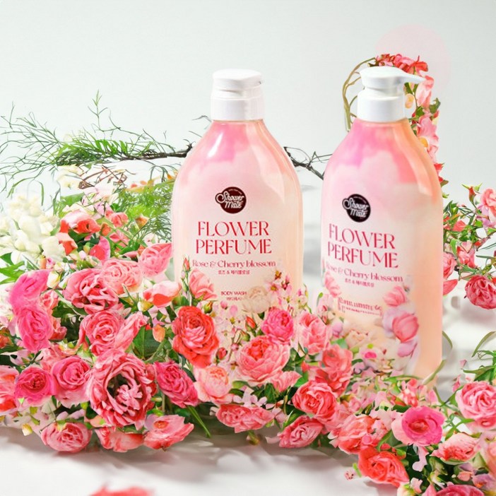 샤워메이트 내추럴 퍼퓸 바디워시 체리블라섬, 900ml, 2개