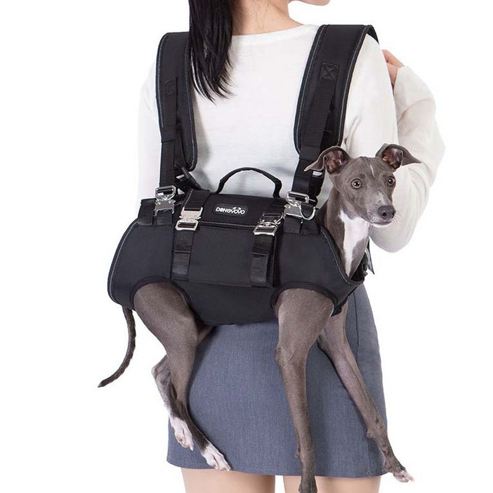 HANTAO 반려동물 프론트백 강아지 앞가방 포대기 이동가방 고양이 슬링백 산책 백팩 다기능 보조 가방, 1개, 블랙