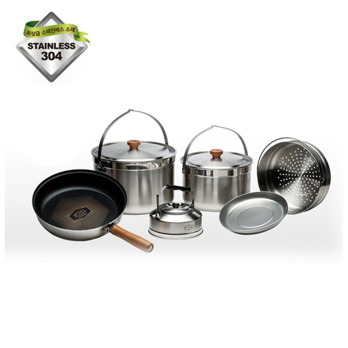 제드 스텐코펠캠쿡2 XL 8~9인용 304스텐 3중바닥 코펠 세트