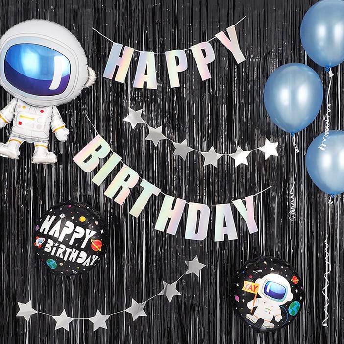 생일파티 장식세트 해피벌스데이 우주인 홀로그램 손펌프증정 장식방법동봉 생일파티 파티용품 파티풍선, 1개 생일파티 장식세트 해피벌스데이 우주인 홀로그램 손펌프증정 장식방법동봉 생일파티 파티용품 파티풍선, 1개