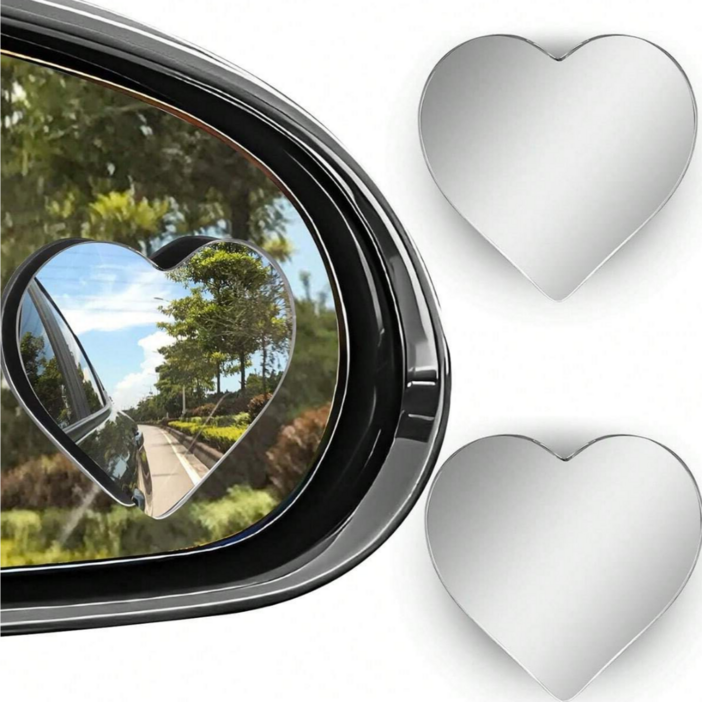 차량용 사이드미러 보조거울 하트 디자인 사각지대 제거 미러 부착패드 미러 거치 베이스 포함 세트