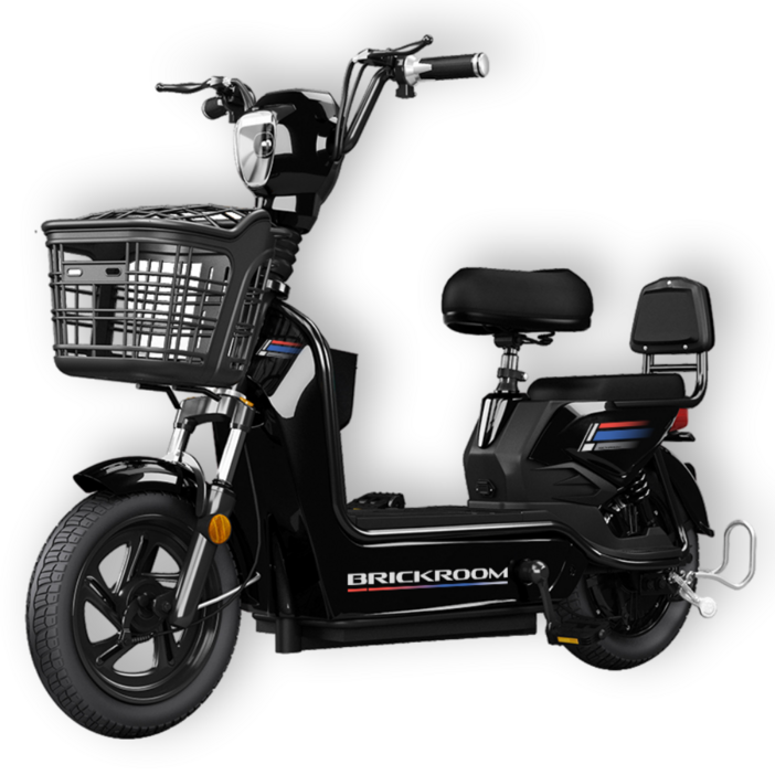 BRICKROOM 3세대 전기 자전거 자토바이 출퇴근 전동 스쿠터 2인용 바이크, 블랙