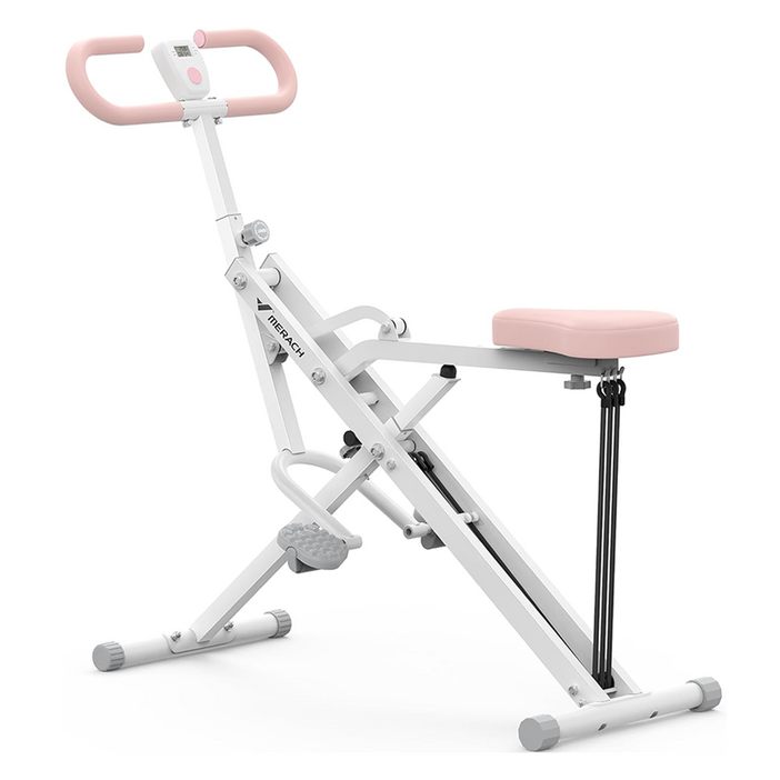 메라치 가정용 스쿼트 로잉 머신 복근운동기구 조절가능 홈트, 화이트핑크