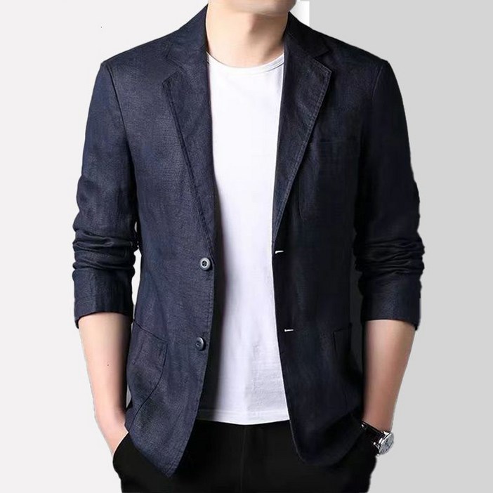 WEIHAN 남성 리넨 정장 봄여름 얇은 자외선차단 자켓 비즈니스 캐주얼 트렌디 정장 코트 남자 블레이저