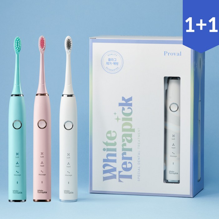 치과약국판매 프로벨 음파전동칫솔 저자극 1년무상AS 칫솔모2개포함, 화이트테라픽 음파칫솔, 화이트핑크, 2개