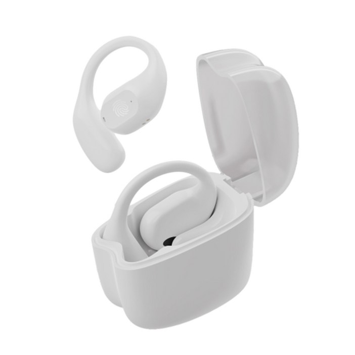 ELSECHO 오픈핏 골전도 블루투스 이어폰 디지털 디스플레이 5.3 통화 소음 감소 방수 무선 이어폰, 흰색