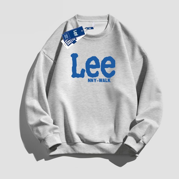 LEE NNYWALK 알파벳 라운드 맨투맨 루즈핏 트렌디하다 백합 가을 겨울 심플하다 두껍다