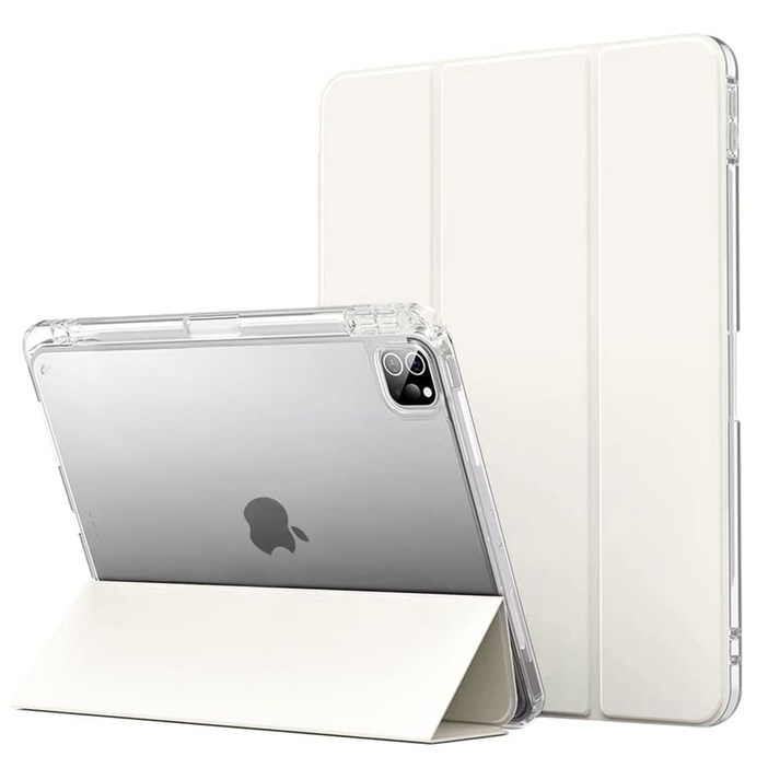 내셔널 리코리아 클리어 에어로 쉴드 애플팬슬 충전 수납홀더 태블릿PC 아이패드 투명케이스 스마트커버 울트라 하이브리드 케이스 for iPad, 아이보리, 1개