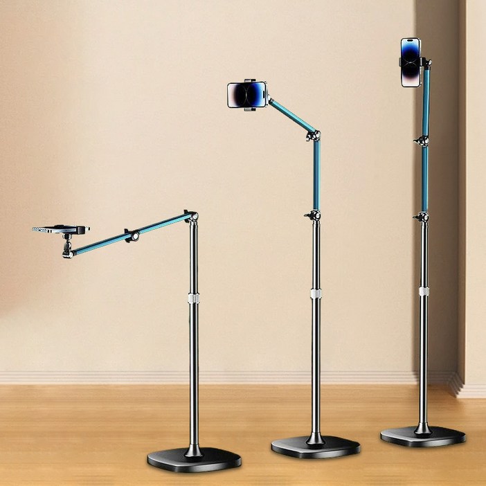 ALLILIO튼튼한 핸드폰 거치대 높이 조절 가능 스탠드 핸드폰 거치대 침대 핸드폰 거치대, 1개, 블랙 티타늄