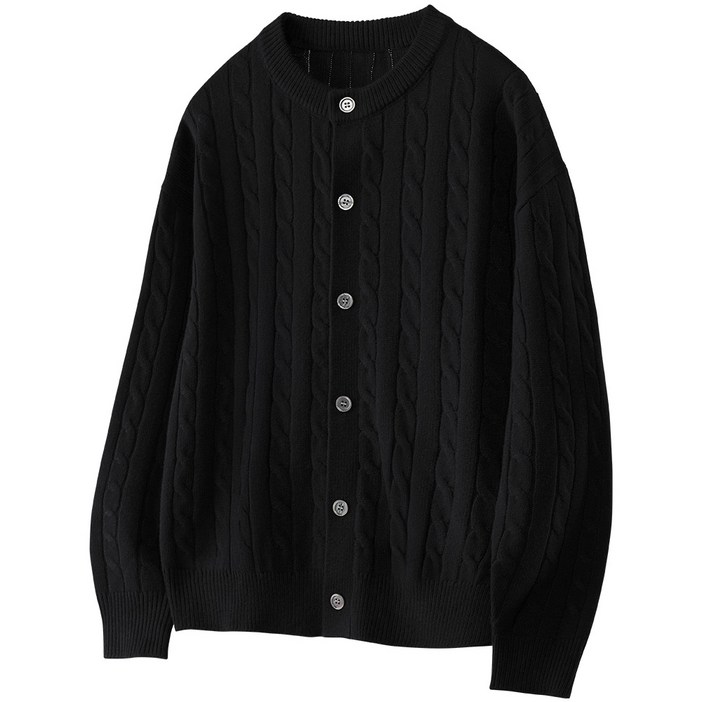 팀스핏 남성용 빅사이즈 오버핏 케이블 라운드 니트 가디건