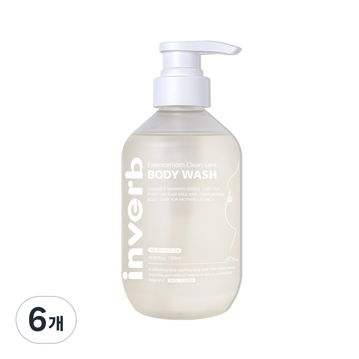 [인버브 본사] 인버브 에센맘 클린 케어 바디 워시, 6개, 500ml