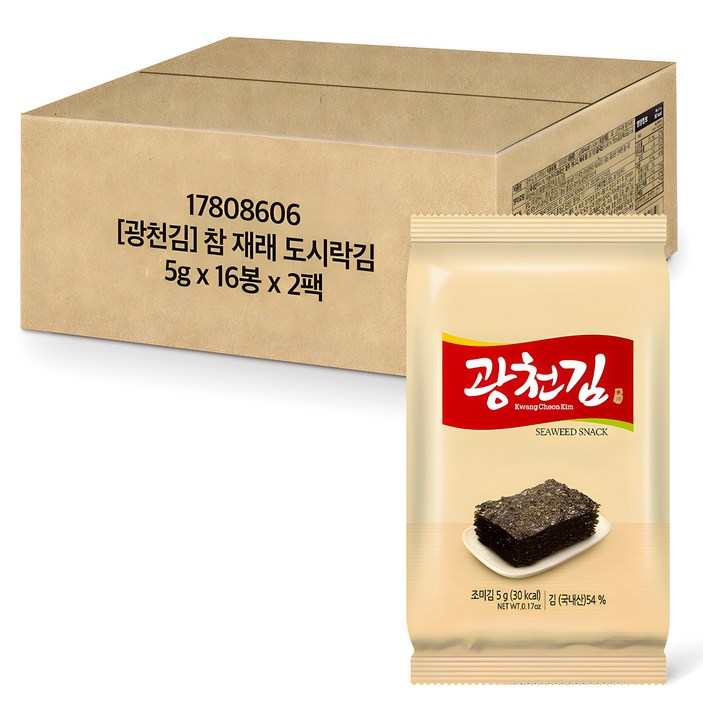 광천김 참 재래도시락 김, 5g, 32개