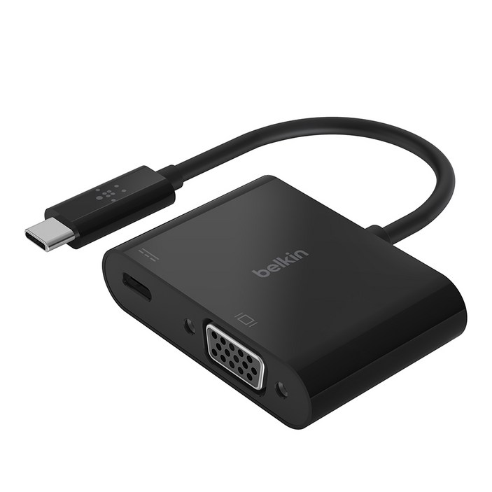 벨킨 USB-C to VGA + USB-C 충전 60W PD HD 디스플레이 듀얼 젠더 AVC001, AVC001, 1개