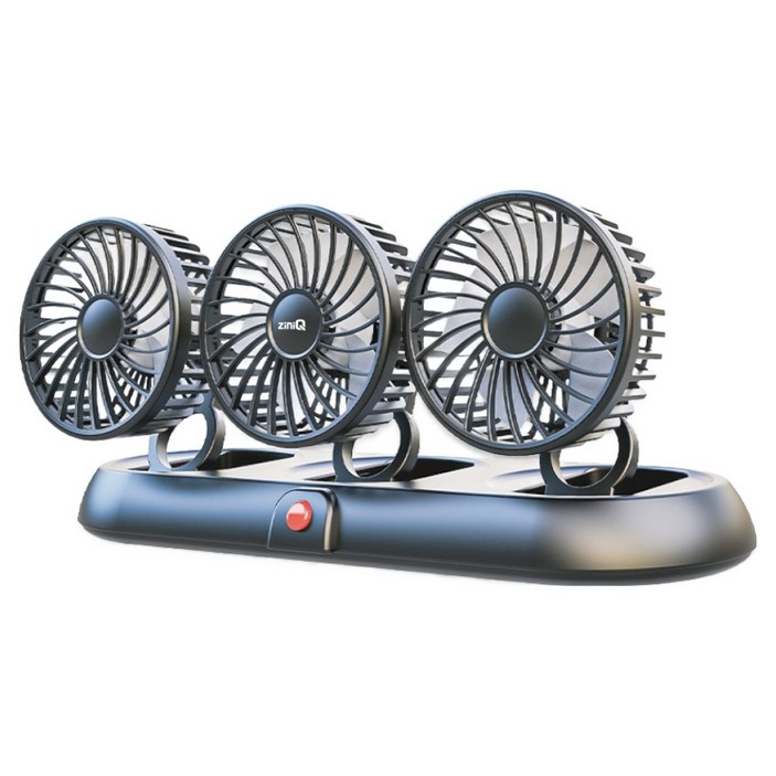 지니큐 USB타입 3헤드 차량용 5엽날개 3단풍량 써큘레이터, 블랙, FC-300A