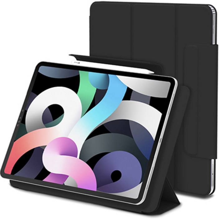 아이패드에어5256 신지모루 마그네틱 폴리오 애플펜슬 커버 태블릿PC 케이스, 블랙
