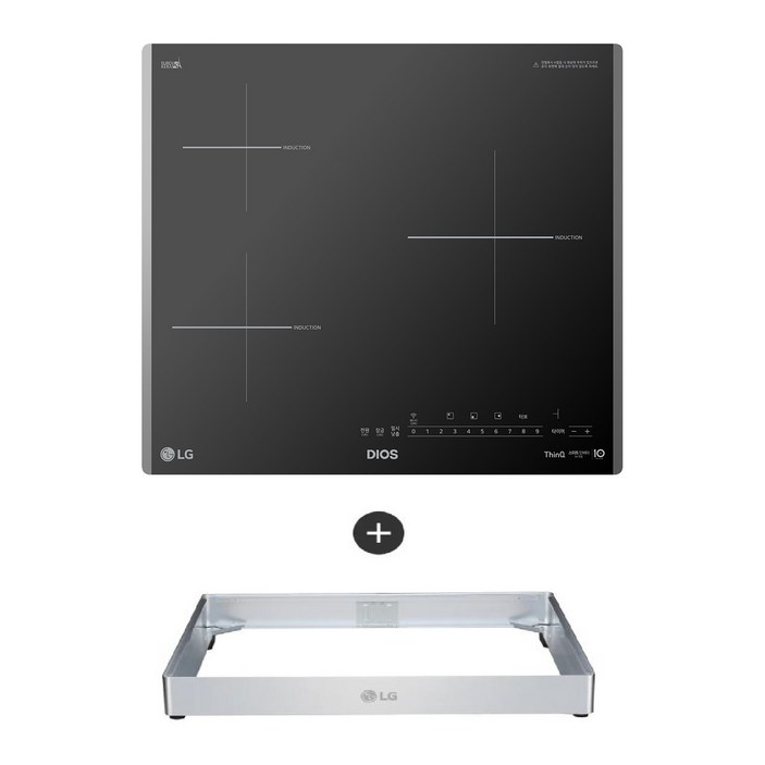 LG 디오스 인덕션 빌트인 3구 전기레인지 다이아몬드 컷팅 글라스 본품 + 프리스탠딩 자재 8.5cm
